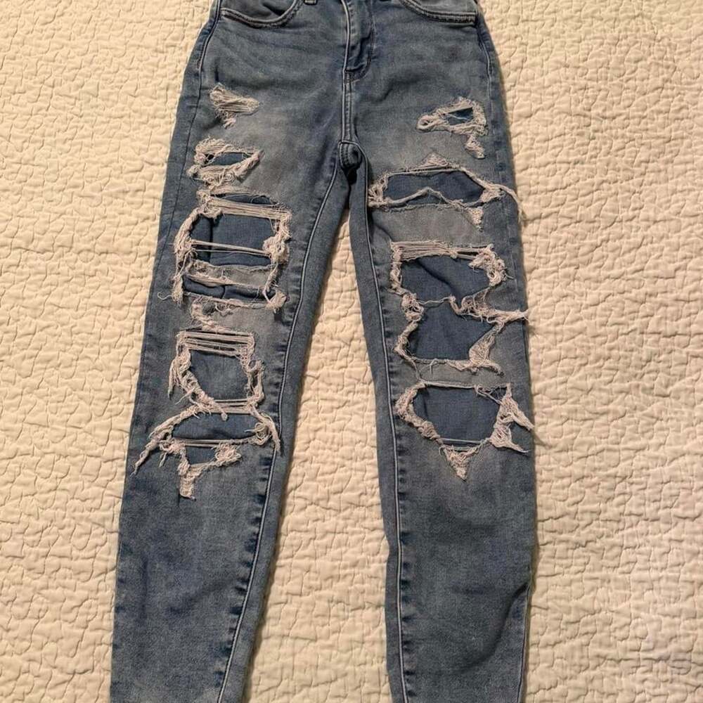 American Eagle Curvy Hi-Rise Jeggings Size 000 X-Short Distressed
